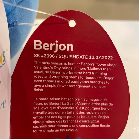 NWT 5” Berjon the Blue Warthog Valentine Squishmallow - Picture 3 of 3